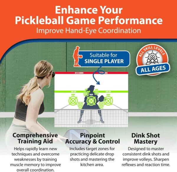 Pickleball Dink Pad Practice Board Poster Rebounder Training Aid - Improve Your Pickle-Ball Game Dinks & Reflexes - Transform Any Wall Into A Pickle Ball Court and Net Indoor or Outdoors by Modfamily