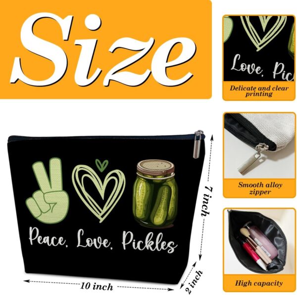 Pickle Lover Gift for Women Makeup Bag, Peace Love Pickles, Pickle Gifts for Women, Funny Birthday Gift for Sister, Teen,Bestie,Daughter, Niece, Pickle Makeup Travel Toiletry Bag