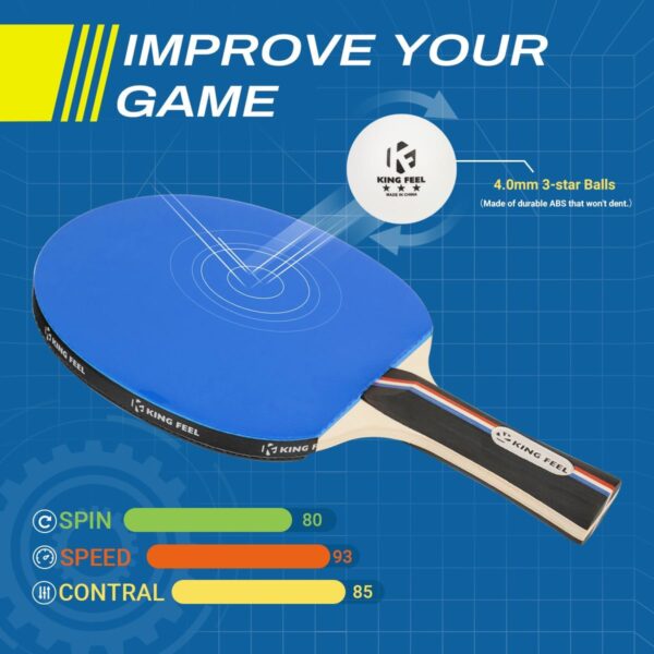Ping Pong Paddles Set of 4 Premium Table Tennis Rackets 3-Star Ping Pong Balls(8) with Ping Pong Paddle Case Professional Table Tennis Paddles Set for Indoor & Outdoor Games