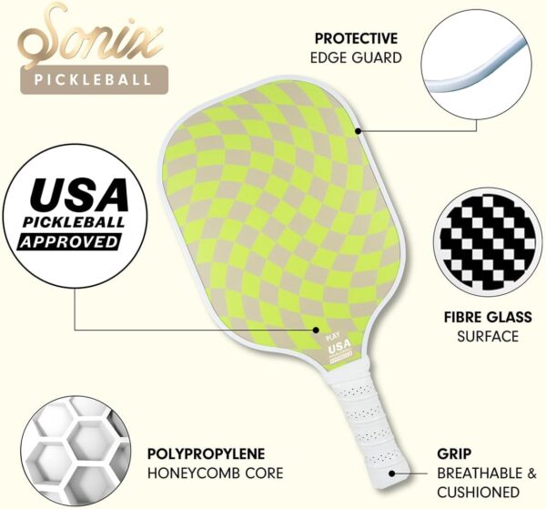 Sonix | Pickleball Paddles Set of 4 | USAPA Approved | Fiberglass Surface Pickleball Set with 4 Paddles, 2 Balls, & Bag