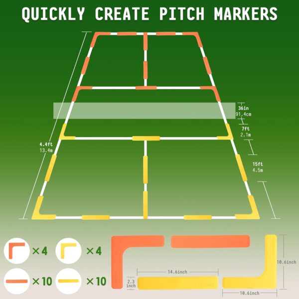 Hikeen Court Lines Marker Kit Anti-Wind-Resistant Throw Down Markers 28pcs, Pickleball Net Court for Indoor Court