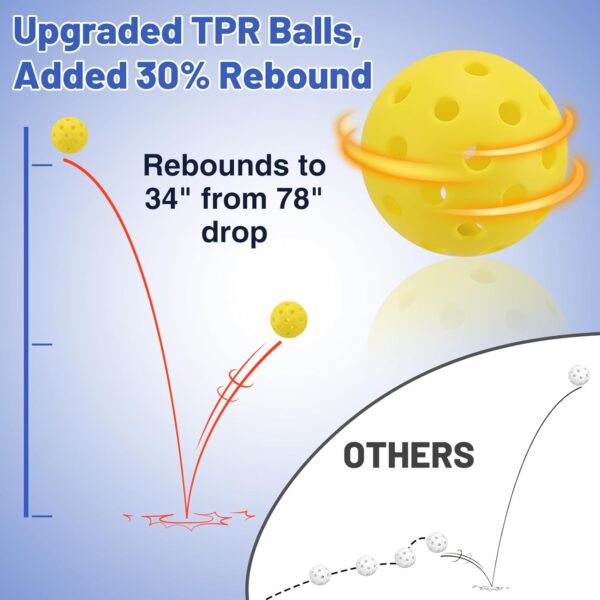 High Elasticity Pickleball Trainer - Double Upgraded Match Buddy Pickleball Rebounder with 164FT Rope & 2 TPR Balls, Durable Outdoor Indoor Training Aid Solo Practice Accessories for Beginner