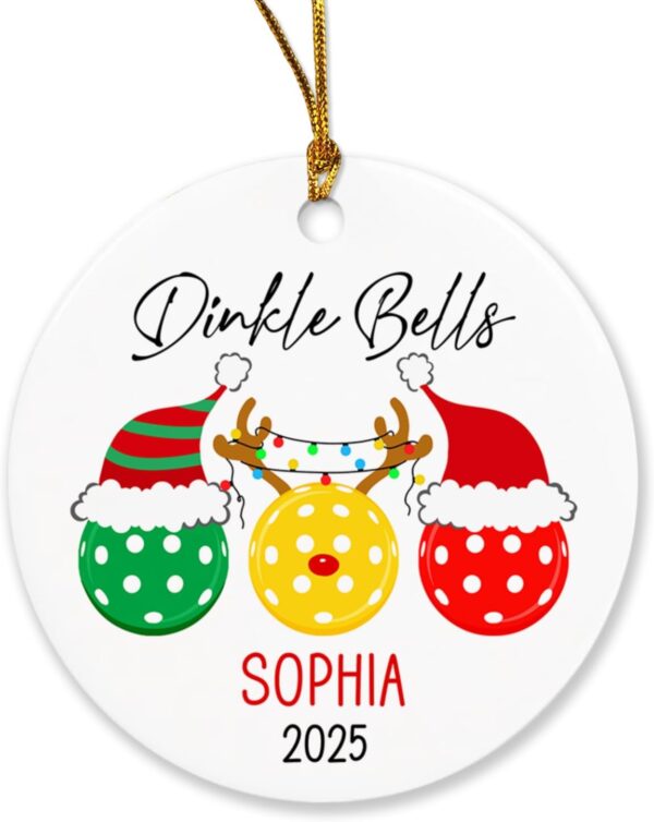 Personalized Binkle Bells Christmas Ornament, Pickleball with Santa Hat Ornaments for Christmas Tree 2025, Pickleball Player Gift Ideas, Custom Pickleball Lover Christmas Ornament with Name