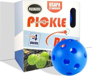 Fizzazzle Indoor Pickleball Balls - 4/6 Pack 26 Holes - USAPA Standard - High Resilience & Durability Blue Balls