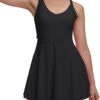 Womens Tennis Workout Dress with Easy Bathroom Shorts Romper Cut Out Twisted Athletic Dresses for Women