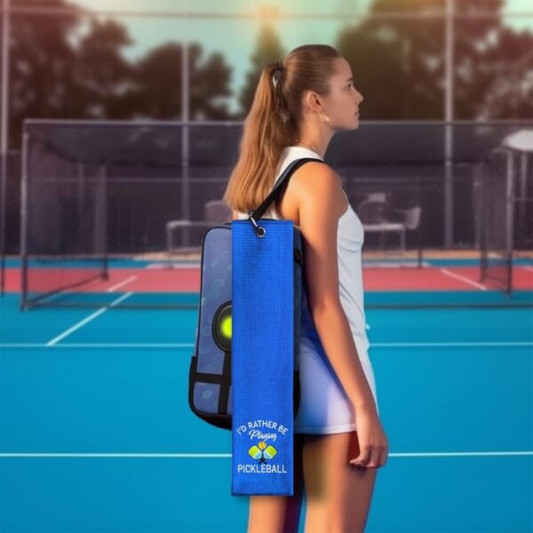 ERHACHAIJIA I'd Rather Be Playing Pickleball Embroidered Pickleball Sports Towel with Clip. Funny Pickleball Gifts for Men Women Pickleball Lover, Birthday Mother's Day Retirement Gifts