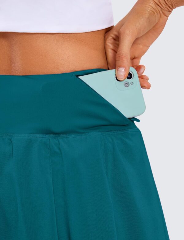 CRZ YOGA Pleated Tennis Skorts Skirts for Women with Pockets 13'' - High Waisted Golf Skirts Workout Casual Skirts