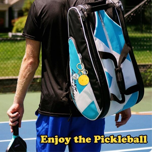 1step2dream Set of 6 Yellow Pickleball Keychains: Good Accessories for Pickleball Enthusiasts | Pickleball Lover Gifts in Bulk