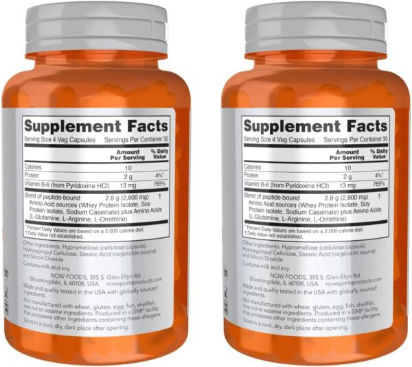 NOW Foods Sports Nutrition, Amino Complete™ | Protein Blend with 21 Aminos and B-6 | 120 Veg Capsules - Pack of 2 with Pill Organizer