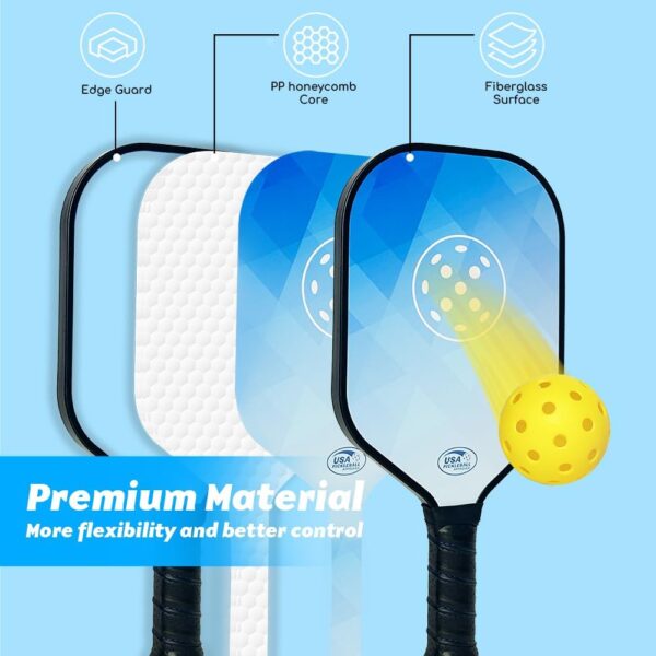 Pickleball Paddles Set of 2, USAPA Approved Pickleball Set with 4 Pickleball Balls and Bag, Durable Pickleball Rackets Gifts for Beginners & Pros