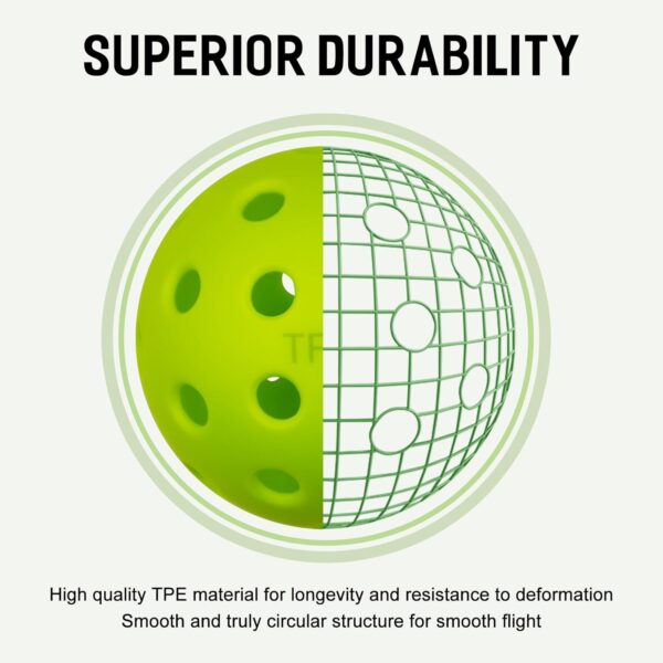Pickleball Balls, 6 Packs 40 Holes Premium Outdoor Pickleball Balls with Great Bounce, Pickle Ball Accessories, Ideal for All Skill Levels