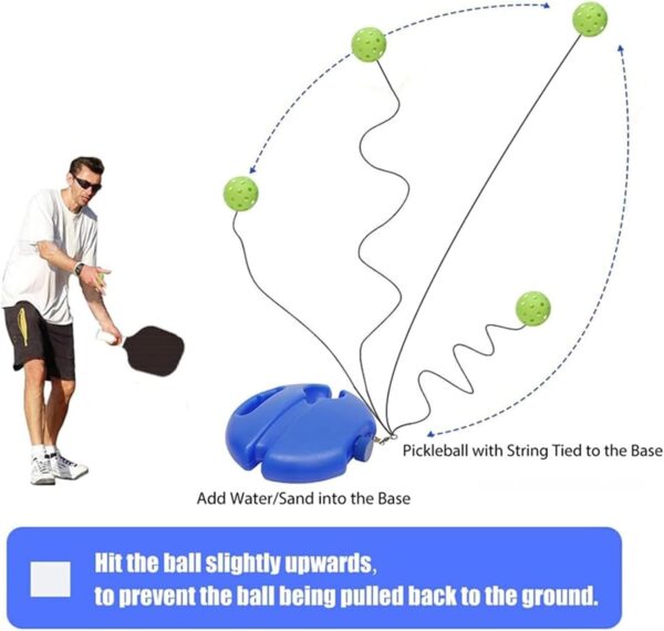 Match Buddy Pickleball Trainer, Rebound Practice Trainer with Adjustable Cord, Stable Water-Fill Base, Indoor and Outdoor Pickleball Training Aid