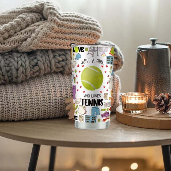 Tennis Lover Gifts for Girls Women Tennis Gifts Tumbler Birthday Christmas Gifts for Friend Besties Stainless Steel Tumblers 20oz Just A Girl Who Loves Tennis