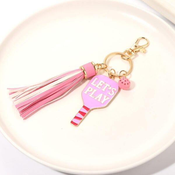 Women's Pickleball Keychain - Tassel Charm Key Ring - Game Day Accessory - Gift for Pickleball Fan