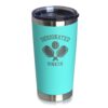 Designated Dinker - Insulated Coffee Tumbler Cup with Sliding Lid - Stainless Steel Insulated Mug - Funny Pickleball Themed Gifts and Decor - Teal