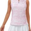 Women's Sleeveless Tennis Shirt Golf Shirts for Women Quick Dry Pickleball Shirts UPF 50+ Sportswear T-Shirts with Zipper