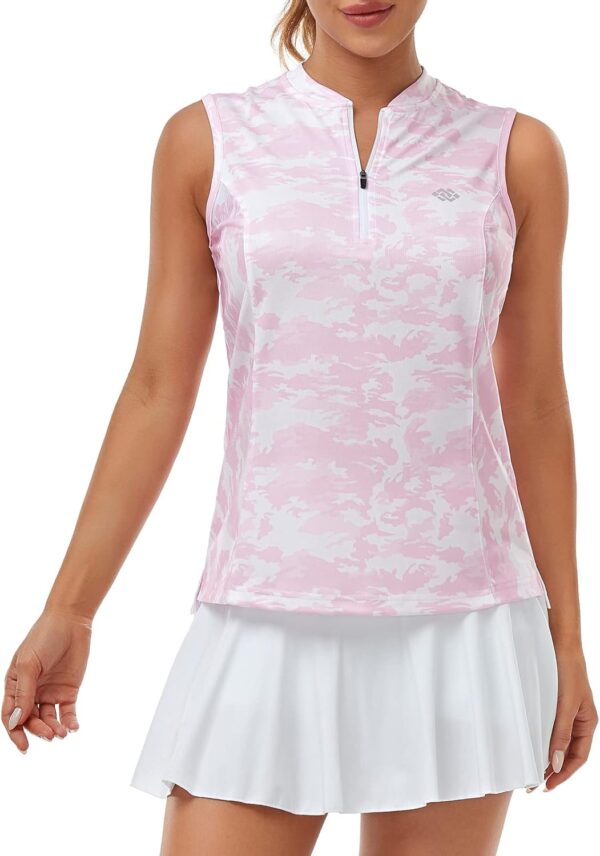 Women's Sleeveless Tennis Shirt Golf Shirts for Women Quick Dry Pickleball Shirts UPF 50+ Sportswear T-Shirts with Zipper