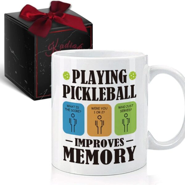 Funny Pickleball Gift for Pickleball Lovers, Playing Pickleball Improves Memory Coffee Mug Gifts for Players Friends Coach Coworker Dad Mom Uncle Aunt Boyfriend Girlfriend, 11oz