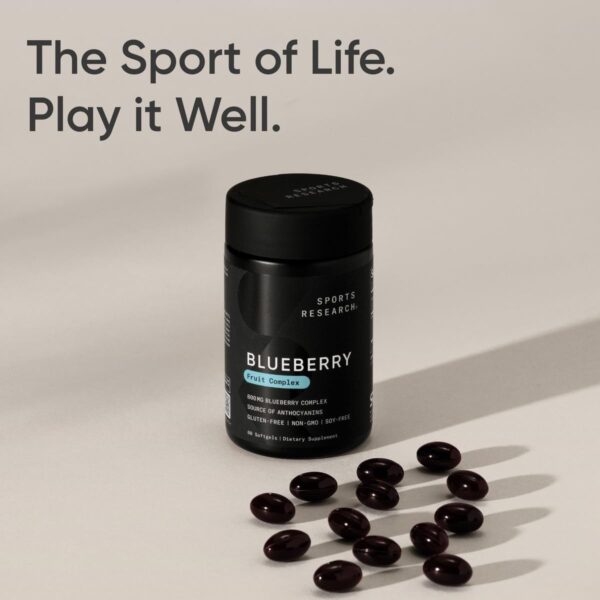 Sports Research Blueberry Capsules - Made from Organic Blueberries with Organic Extra Virgin Olive Oil - Non-GMO & Gluten Free - 60 Liquid Softgels