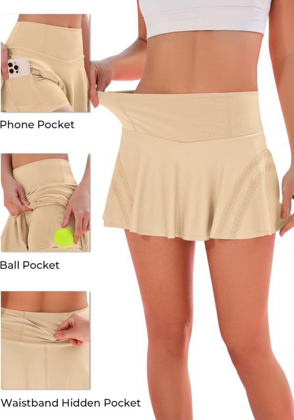 MIHOLL Pleated Tennis Skirt for Women with Pockets Shorts Mini High Waisted Athletic Golf Skorts Skirts for Running Casual