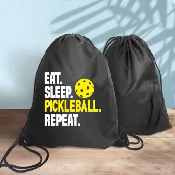 Haizct Eat Sleep Pickleball Drawstring Backpacks, Funny Drawstring Bag for Men Women, Pickleball Player Gifts, Sport Lovers Gifts