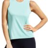 MIER Women's Sleeveless Workout Shirts UPF 50 Sun Protection Running Gym Tank Top Dry Fit Exercise Tennis Muscle Tee