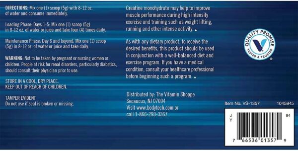 BodyTech 100% Pure Creatine Monohydrate Powder - Premium Micronized Creatine for Enhanced Muscle Strength and Performance - Supports Muscles, Recovery, and Increased Exercise (18oz/102 Servings)