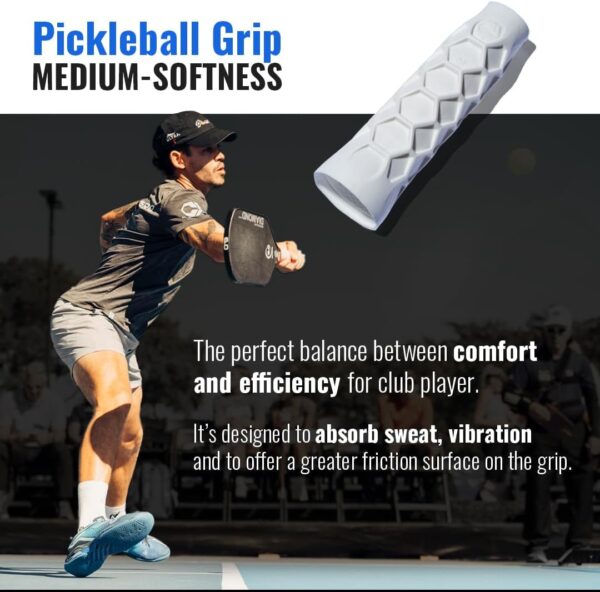 617hQRTXUgL._AC_SL1080_.jpg Pickleball Paddle Grip - 5.25in - Supports Tennis Elbow, Enhances Grip Strength, Reduces Vibration with Finger Support and Anti-Sweat Design