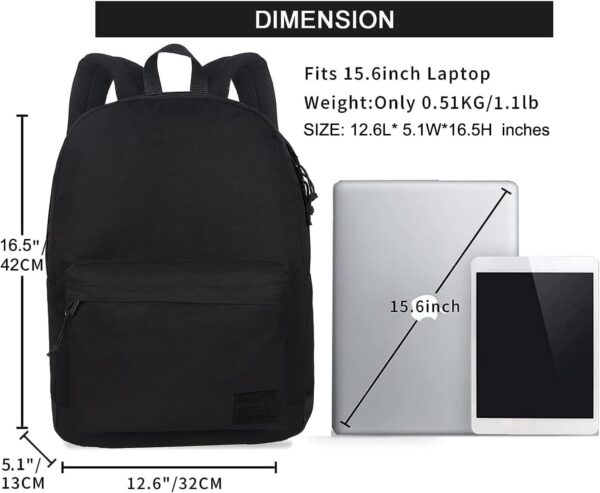 SUPACOOL Casual Laptop Backpack for Men and Women, School Backpack for Boys and Girls, College Bookbag, USB Charging Port, Lightweight Back Pack(Black)
