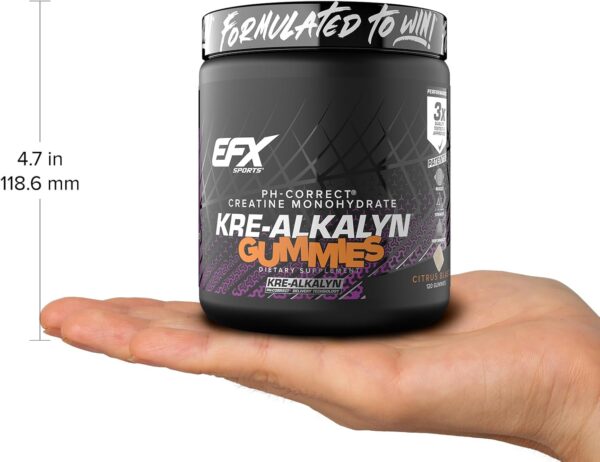 EFX Sports Kre-Alkalyn EFX Gummies | pH Correct Creatine Monohydrate Pill Supplement | Strength, Muscle Growth & Performance | 60 Servings, 120 Gummies - Citrus Blast