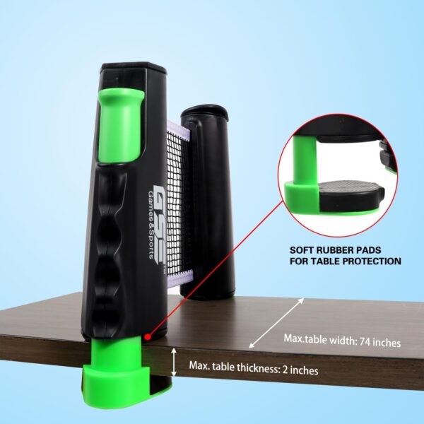 GSE Games & Sports Expert Adjustable Retractable Ping Pong Net Set & Post. Professional Table Tennis Rackets and Balls, Net with Posts and Storage Bag - Pingpong Paddle and Game Table Accessories.
