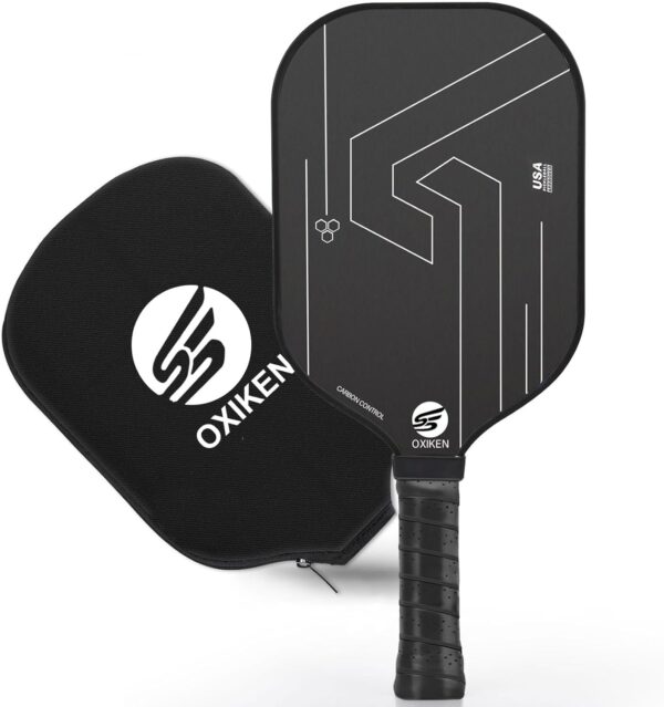 OXIKEN 10/13/16 mm Pickleball Paddles 2025 USAPA Approved T700 Carbon Fiber Pickle Paddle (CFS), High Grit & Spin, Honeycomb Core, 5.5” Elongated Handle, Anti Slip Sweat Absorbing Grip with Cover Case