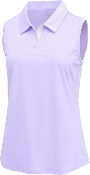BGOWATU Women's Golf Shirts Sleeveless Polo Shirts Collared 3 Buttons Tennis Tank Tops UV Protection Quick Dry
