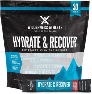 Wilderness Athlete - Hydrate & Recover | Liquid Hydration Packets Electrolyte Drink Mix - Recover Faster with Bcaas - 30 Single Serving Hydrate Packets (Strawberry Pomegranate),0.49 Ounce (Pack of 30)