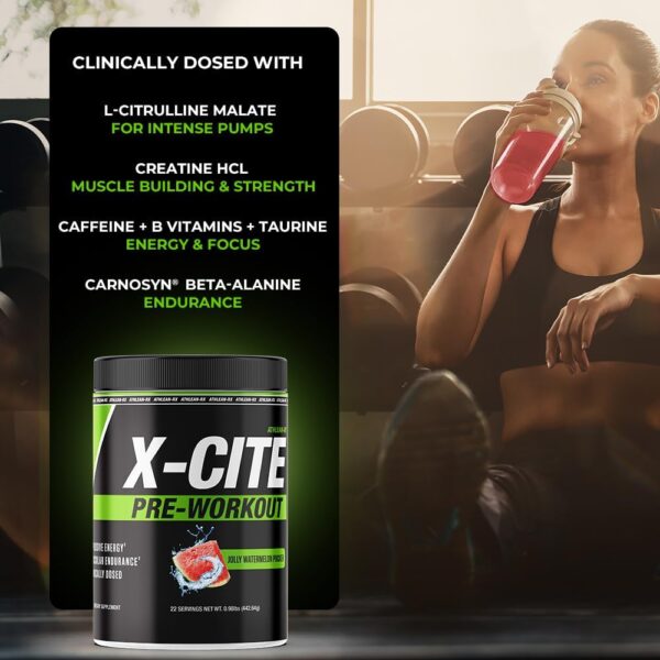 ATHLEAN-X X-CITE Pre-Workout Supplement - Boost Energy, Endurance, and Focus with Natural Ingredients - Jolly Watermelon Pucker