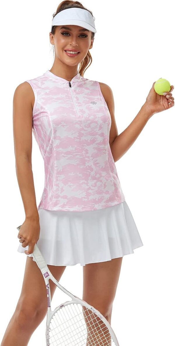 Women's Sleeveless Tennis Shirt Golf Shirts for Women Quick Dry Pickleball Shirts UPF 50+ Sportswear T-Shirts with Zipper