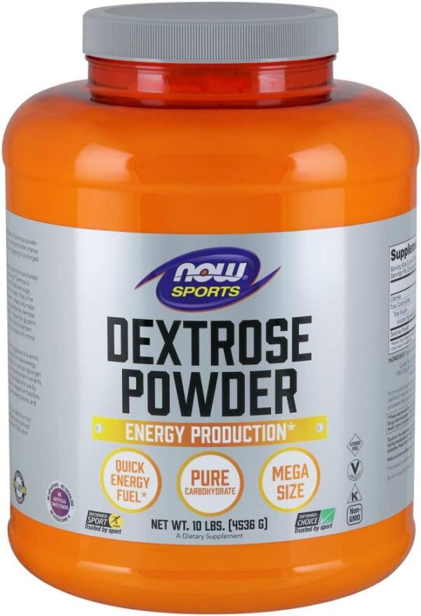 NOW Foods Sports Nutrition, Dextrose Powder (Monosaccharide), Energy Production*, 10-Pound
