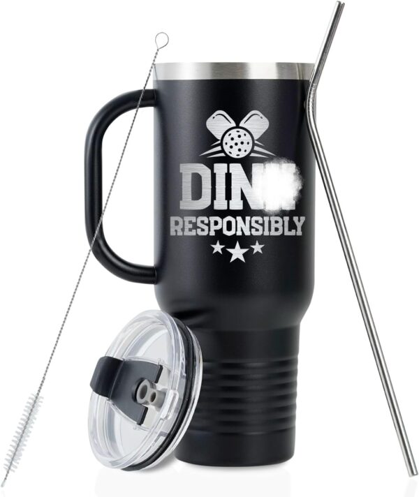 Onebttl Pickleball Gifts for Women/Men, Gifts for Pickleball Lovers, Insulated 40oz Stainless Steel Tumbler with Handle, DINK RESPONSIBLY
