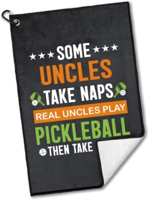 Some Uncles Take Naps Real Uncles Play Polyester and Cotton Blend Printed Sport Towel, Funny Flamingo Pickleball Accessory for Men, Pickleball Lover Birthday Gift