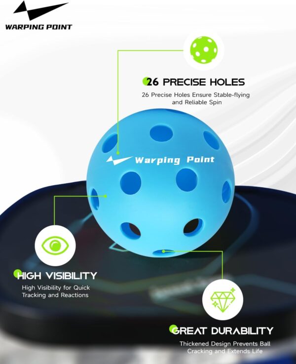 Warping Point Indoor Pickleball Balls | 26 Holes | 4 Pack, 12 Pack | Meet USAPA Specifications | High Bounce Durable Practice Pickle Ball with Mesh Bag for Beginner Intermediate Player | Orange, Blue