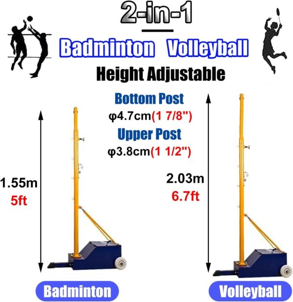 Badminton Net Stand Fillable Base Volleyball Badminton Net Stand, Heavy Duty Fitness Trainer Machine for Pickleball Tennis, Youth Junior Adult Training Equipment