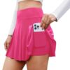 Pleated Skirts for Women High Waisted Tennis Golf Skirt with Shorts Pockets Athletic Pickleball Mini Skort