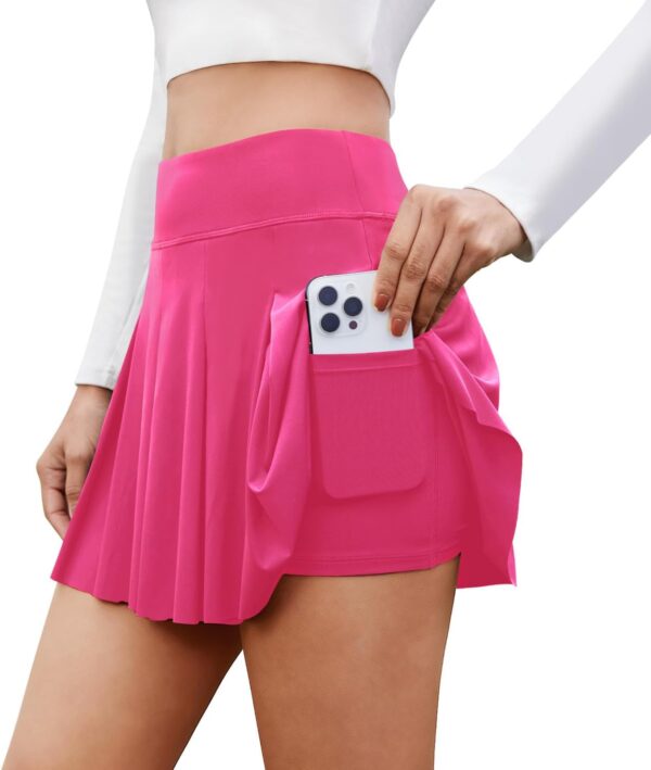 Pleated Skirts for Women High Waisted Tennis Golf Skirt with Shorts Pockets Athletic Pickleball Mini Skort
