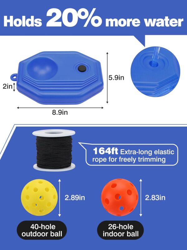 High Elasticity Pickleball Trainer - Double Upgraded Match Buddy Pickleball Rebounder with 164FT Rope & 2 TPR Balls, Durable Outdoor Indoor Training Aid Solo Practice Accessories for Beginner