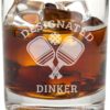 Designated Dinker - Funny Pickleball Birthday Present Idea for Women Men - Hilarious Gifts for Sports Dink Player Dad Mom Uncle Aunt Boyfriend Girlfriend Coach - 11oz Bourbon Scotch Whiskey Glass