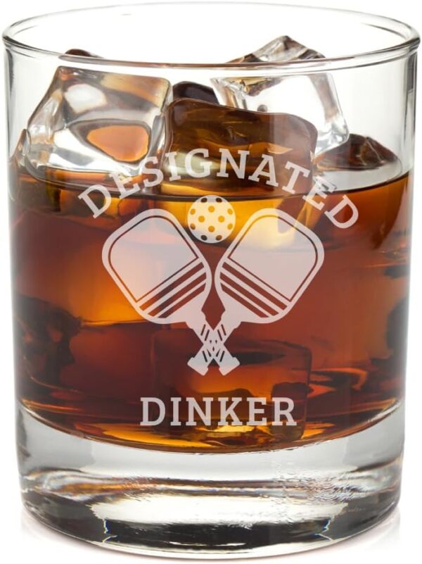 Designated Dinker - Funny Pickleball Birthday Present Idea for Women Men - Hilarious Gifts for Sports Dink Player Dad Mom Uncle Aunt Boyfriend Girlfriend Coach - 11oz Bourbon Scotch Whiskey Glass