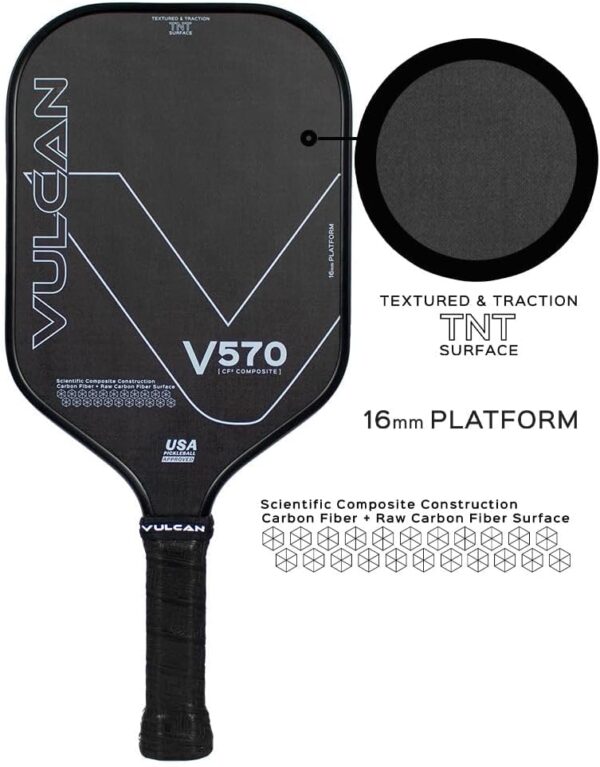 Vulcan | V570 Pickleball Paddle | High Performance | Polypropylene Core | USAP Approved | Multiple Surface Options