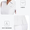 MoFiz Women Racerback Sleeveless Golf Polo Shirts V-Neck Collarless Tennis Running Tank Tops Quick Dry Athletic Casual