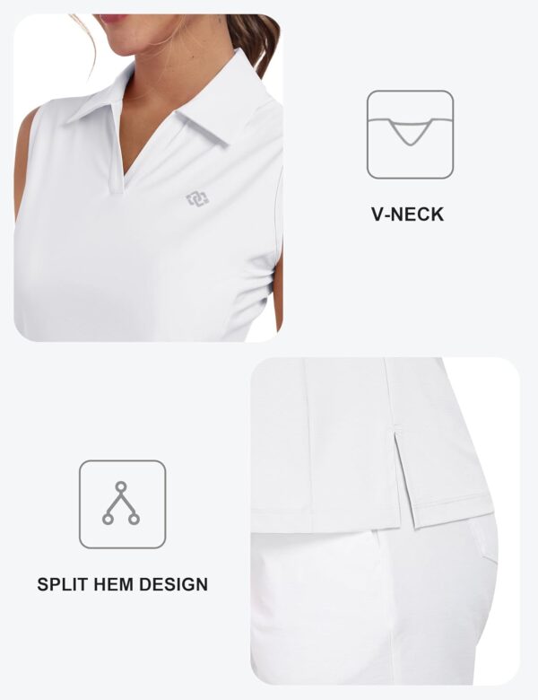 MoFiz Women Racerback Sleeveless Golf Polo Shirts V-Neck Collarless Tennis Running Tank Tops Quick Dry Athletic Casual