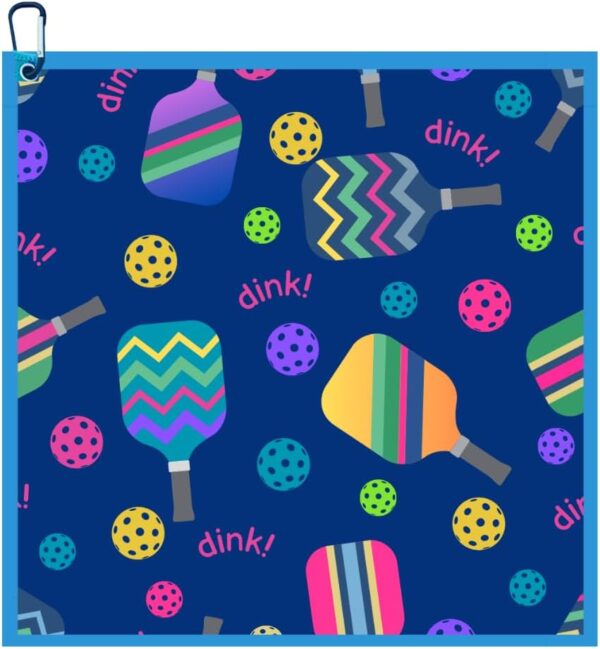 Pickleball Gift, Pickleball Towel, Pickleball Accessories for Women, Microfiber & Cotton Athletic Towels with Carabiner Clip, Pickle Ball Gifts, Pickleball Gear (Blue Dink)